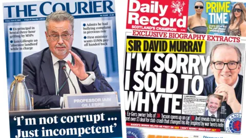 Front page of the courier and the daily record