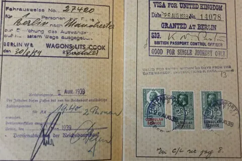 Family photograph Image of Danny Herman's mother's passport with visa