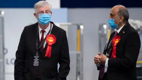 Getty Images First Minister Mark Drakeford at his count in Cardiff