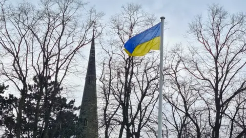 Hinckley and Bosworth Borough Council Ukrainian flag in Hinckley