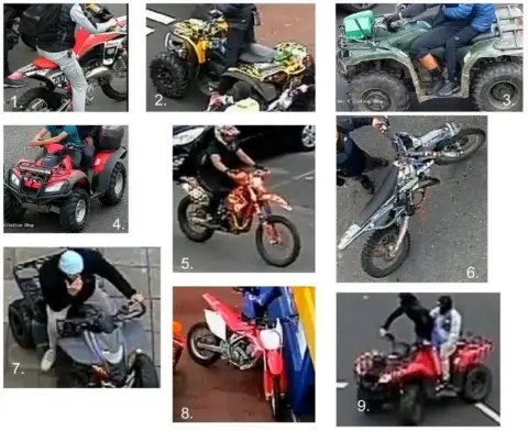 Cleveland Police Nine CCTV pictures of different bikes
