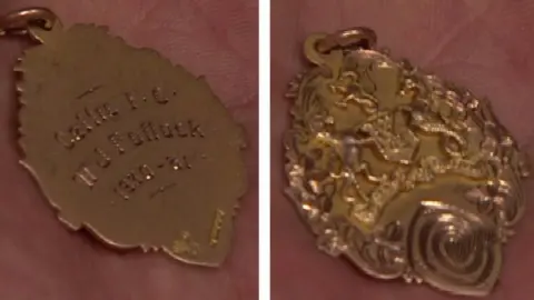 BBC The City Cup medal won by Billy Pollock on 2 May 1931, following a 3-1 victory by Belfast Celtic over Portadown