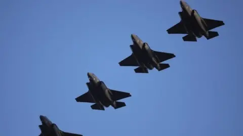 Getty Images Four RAF F-35Bs arriving at RAF Marham