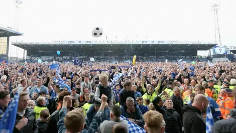 Getty Images Portsmouth fans celebrate promotion