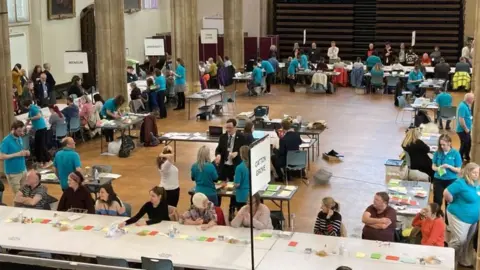 BBC/Andy Trigg The count for Norwich City Council