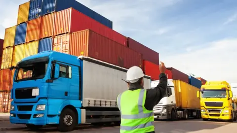 Getty Images Lorries at port