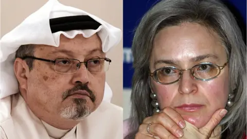 AFP/GETTY Journalists Jamal Khashoggi and Anna Politkovskaya were both murdered