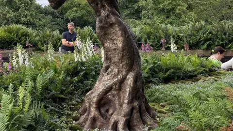 Andrew Moon/BBC Close up of Serving Ace Meeting Tree sculpture at Wimbledon