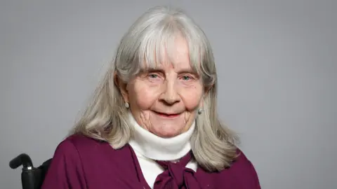 UK Parliament Baroness Masham sits for an official portrait