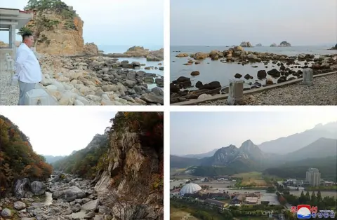 AFP Undated picture from North Korea's official Korean Central News Agency on 23 Oct 2019 shows leader Kim Jong-un inspecting the Mount Kumgang tourist area