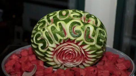 Micaela Martini Carved watermelon at the solo wedding of Laura Mesi