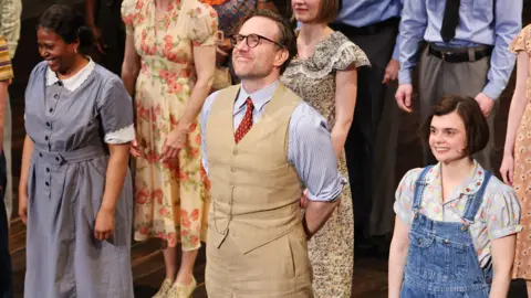 Getty Images Rafe Spall and other cast members during the curtain call for To Kill A Mockingbird