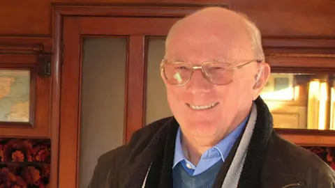 BBC Graham mallinson in a vintage rail carriage on the isle of wight