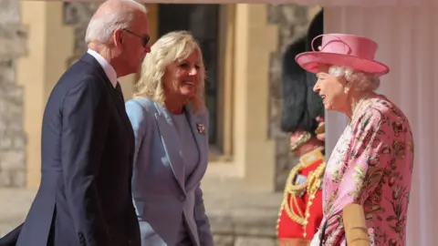 Getty Images Joe Biden and First Lady Jill Biden with the Queen