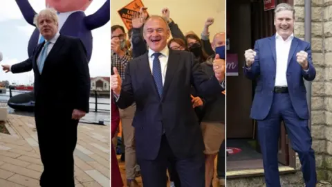 Reuters/PA Boris Johnson, Sir Ed Davey and Sir Keir Starmer