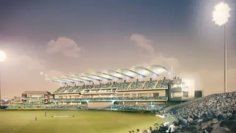 Leeds Rhinos The proposed new cricket stand at night