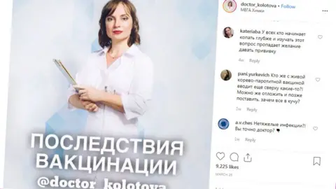 Instagram A Russian Instagram account featuring anti-vaccination content