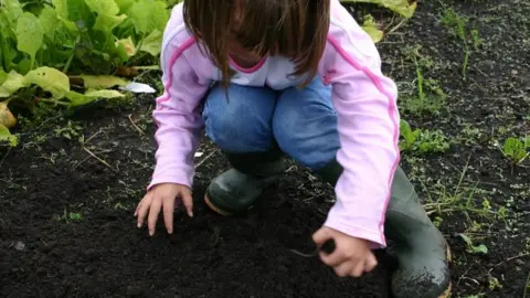 BBC little girl gardening