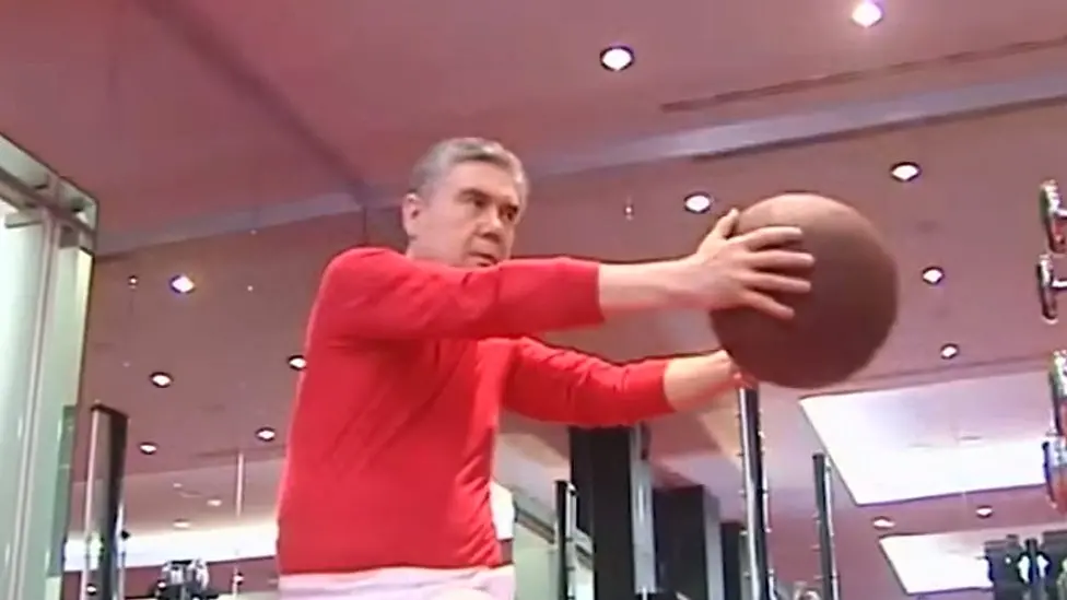 Turkmen TV Turkmen President Gurbanguly Berdimuhamedov with an exercise ball