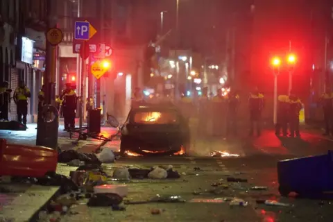 Burning vehicles in Dublin