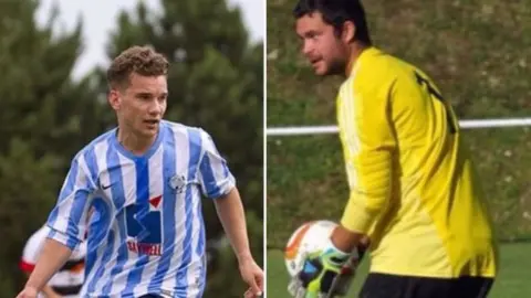 Worthing Utd FC Jacob Schilt (left) and Matthew Grimstone