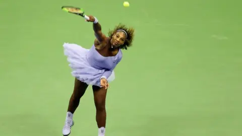 Getty Images Serena Williams serves at the US Open