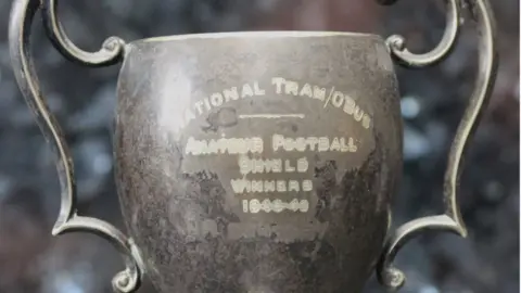 Sheffield Home of Football A miniature copy of a Tramways trophy won in around 1938