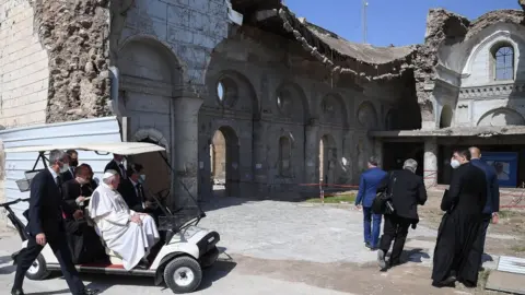 EPA Pope Francis on Church Square in Mosul, Iraq, 7 March