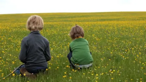 BBC Two children in a field - posed library picture