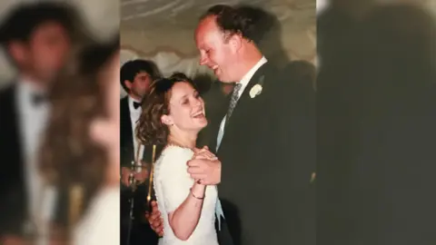 Vicky and Hugo Ford dancing at their wedding