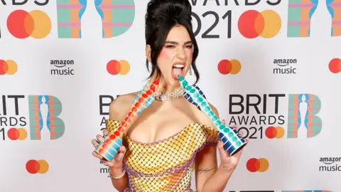 Getty Images Dua Lipa at the Brit Awards