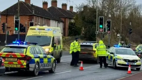 Leicester Woman in hospital after mobility scooter hit by car