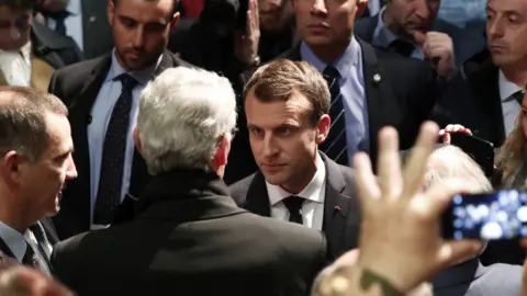 EPA Mr Macron meets Corsican nationalist politicians