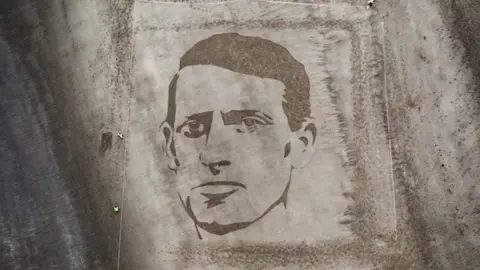 PagesOfTheSea A sand portrait of poet and war hero Hedd Wyn