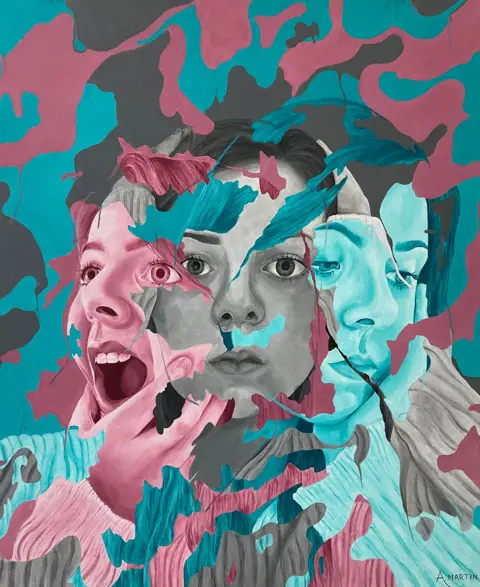 Alice Martin A piece of art showing three faces with different expressions