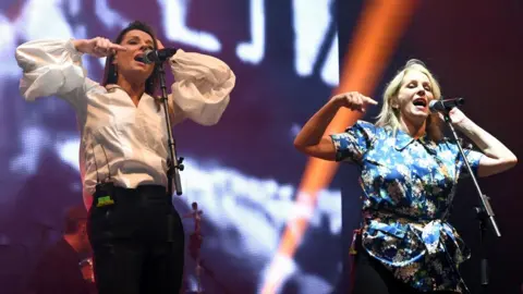 Getty Images Keren Woodward and Sara Dallin of Bananarama in 2021