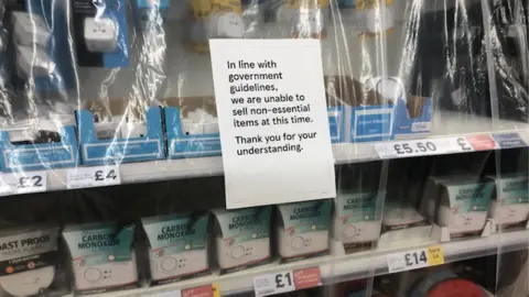 Smoke and carbon monoxide detectors cordoned off in one store