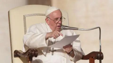 Getty Images Pope Francis addressing an audience in Vatican city (stock photo)