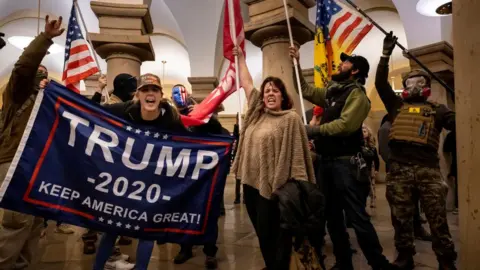 Getty Images Few of the Trump supporters who breached the US Capitol in January have been punished so far