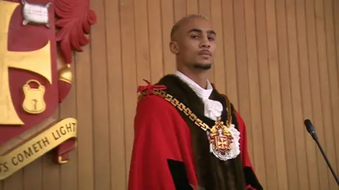 BBC Ben Whittaker in mayoral robes