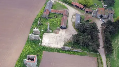 Paston Footprints project Drone footage of 21 Century Bromholm Priory