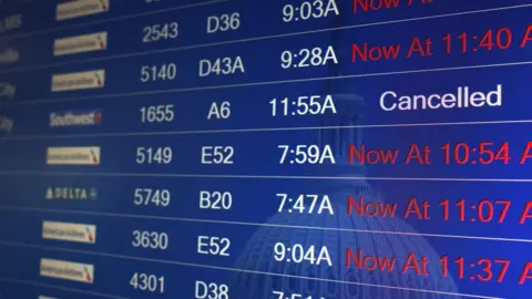 Getty Images Flight delay board