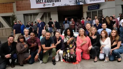 Instagram/JasonWinstonGeorge The cast of Grey's Anatomy kneeling