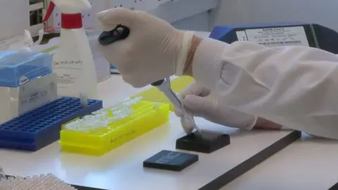 States of Guernsey A sample being tested for coronavirus