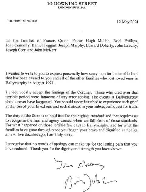 Downing Street The letter from Boris Johnson