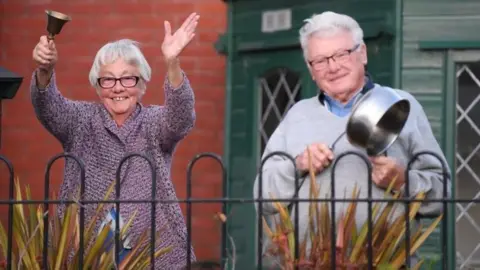 Getty Images A couple in Penarth join the clap for care workers