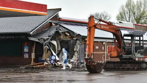 PAcemaker  Forensics at the scene after a cash machine theft on the Tully Road near Crumlin