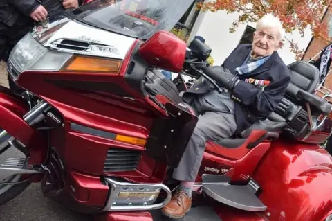 The Royal British Legion Donald Rose on a motorbike