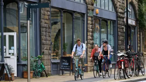 Gateshead Council Cyclists use one of the new lanes