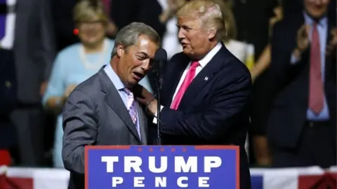 Getty Images Nigel Farage (l) and Donald Trump